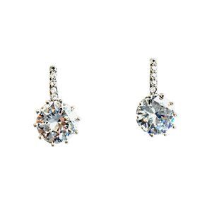 Round Stud Drop 925 Silver Earrings